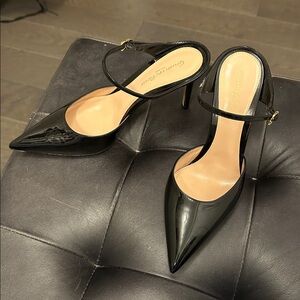 Gianvito Rossi Black Patent Leather Mary Jane Mule Heels